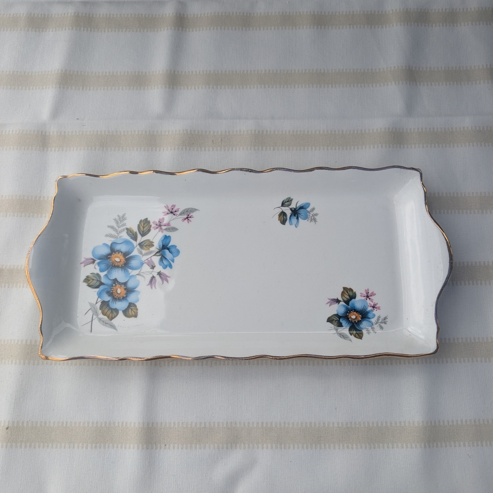 Vtg British Old Foley James Kent Staffordshire Floral Tray England